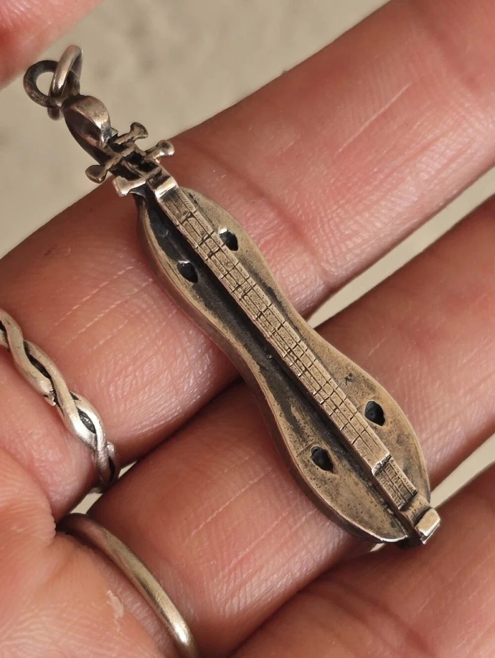RARE special artisan solid 925 sterling silver Appalachian mountain dulcimer